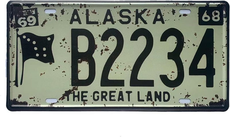 ROOKOPR Alaska License Plate Aluminum Novelty Car Decor License Plates 12"x6" Front of Car Decorative Retro Rusty License Plate for Men Women Car-02 - Image 3